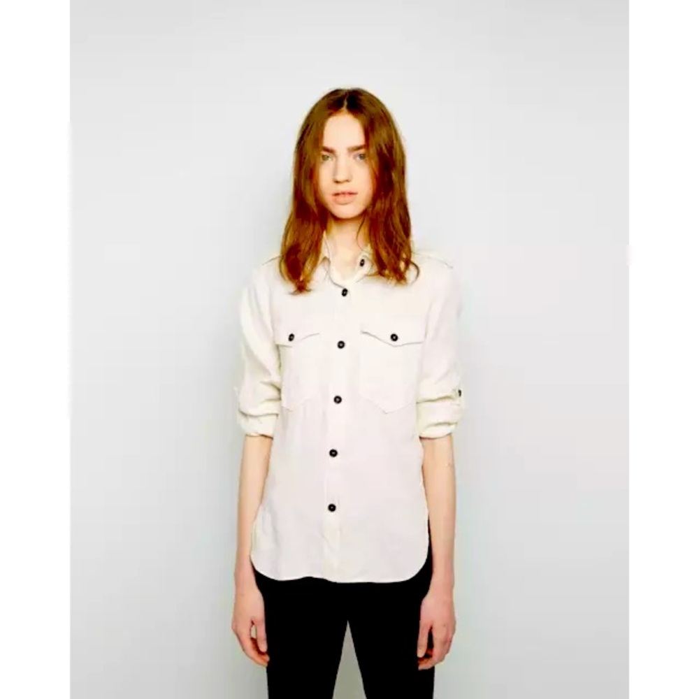 Isabel Marant Etoile Cheyne Linen Safari Shirt in Ecru 40/Medium